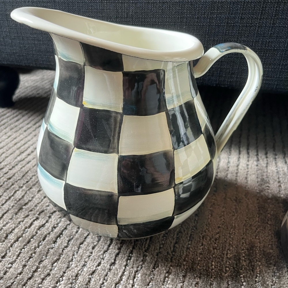 MacKenzie-Childs Enamel Round Courtly Check Pitcher